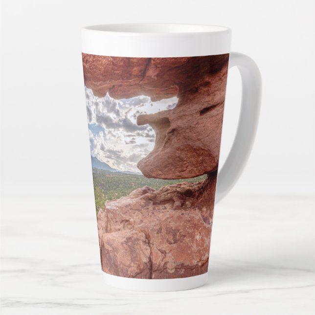Pikes Peak Through A Rock Hole Latte Mug (Right Angle)