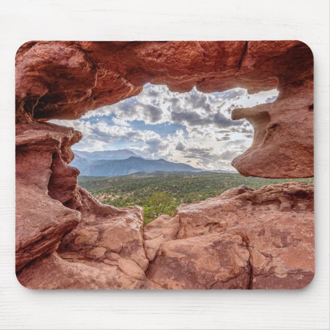 Pikes Peak Through A Rock Hole Mouse Pad (Front)