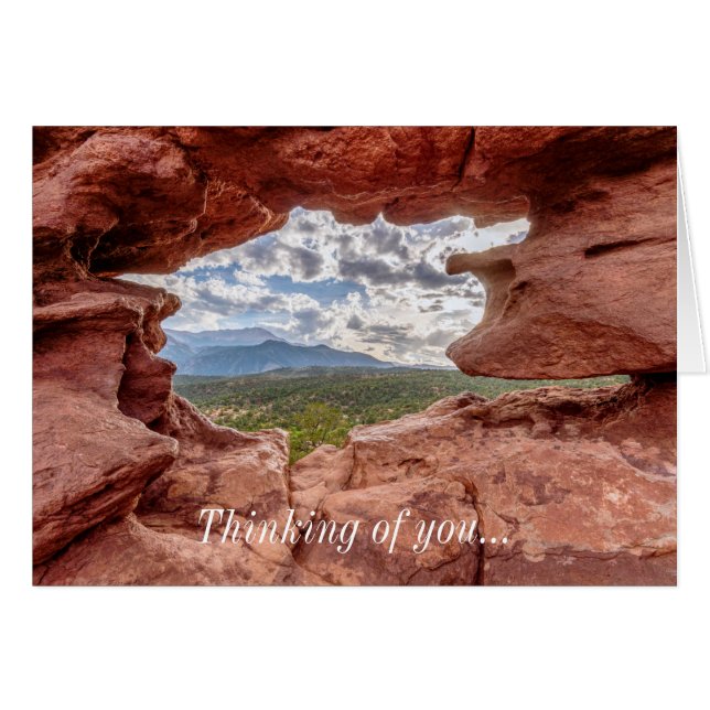 Pikes Peak Through A Rock Hole Thinking of U Card (Front Horizontal)