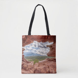Pikes Peak Through A Rock Hole Tote Bag