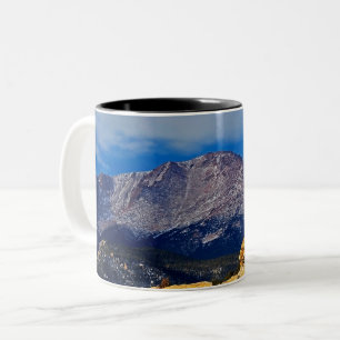 Pikes Peak with Tree in Foreground Two-Tone Coffee Mug