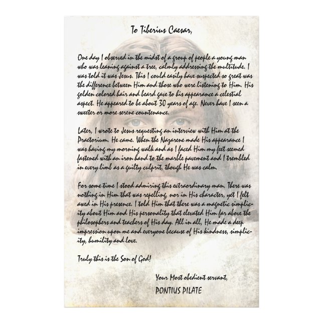 Pilate Letter to Caesar Describing Jesus Christ Photo Print (Front)