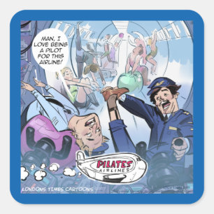 Pilates Airlines Rick London Funny Gifts Square Sticker