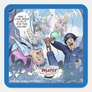 Pilates Airlines Rick London Funny Gifts Square Sticker