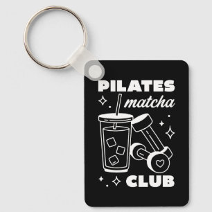 Pilates and matcha iced latte lovers keychain