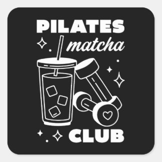 Pilates and matcha lovers club group class square sticker