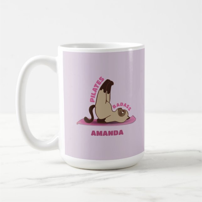Pilates Badass entraînement Kitty Cat Mug (Gauche)