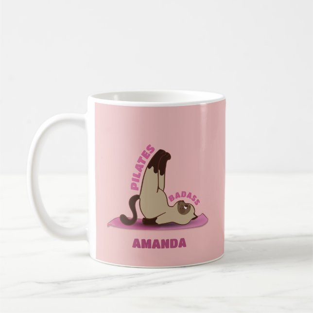 Pilates Badass Workout Kitty Cat Mug (Left)