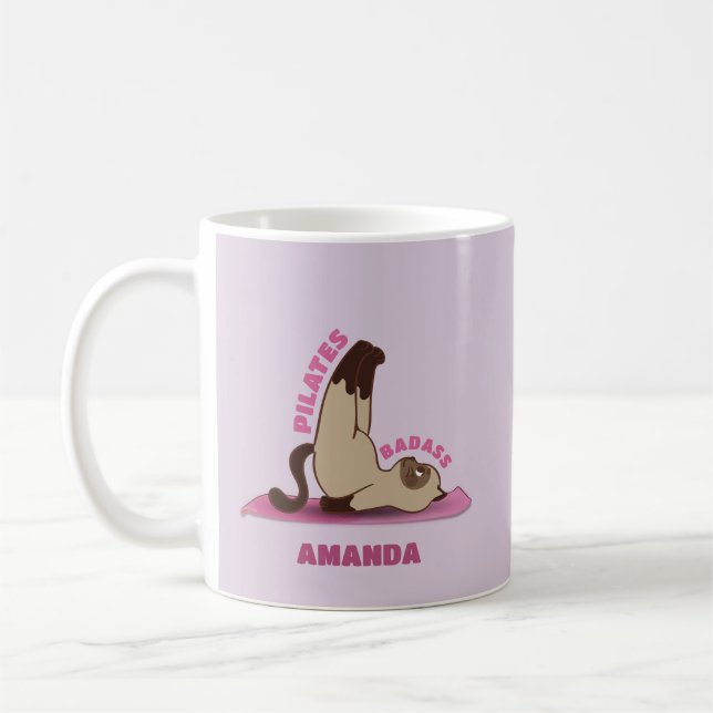 Pilates Badass Workout Kitty Cat Mug (Left)