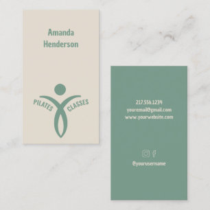 Pilates Classes Simple Green Logo Business Card
