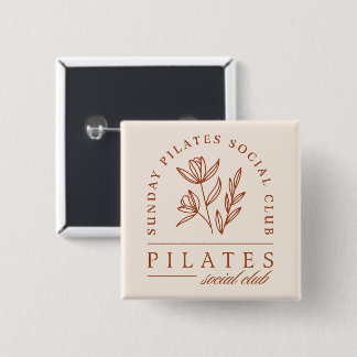 Pilates club sunday boho aesthetic 2 inch square button