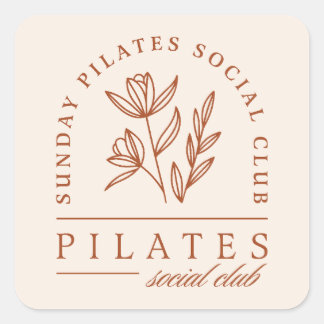 Pilates club sunday class boho beige aesthetic square sticker