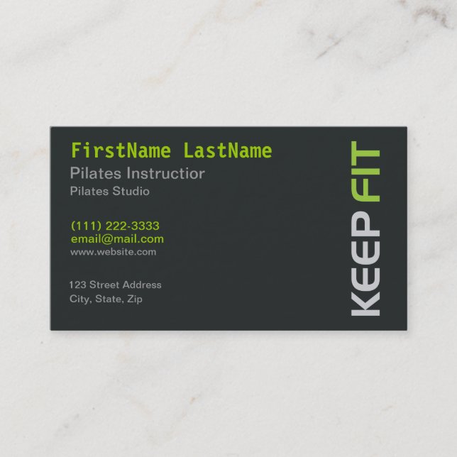 Pilates de fitness instructeur sur Carte de visite (Devant)