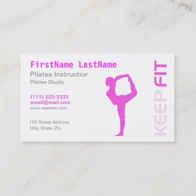 Pilates de fitness instructeur sur Carte de visite (Devant)