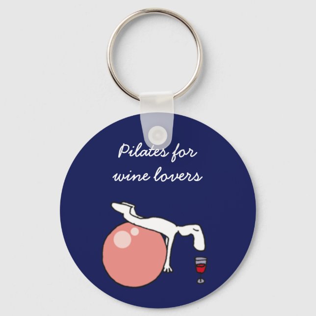Pilates for wine lovers keychain, purple keychain (Front)