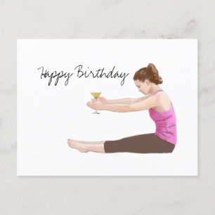 Pilates Happy Birthday Card with cocktail