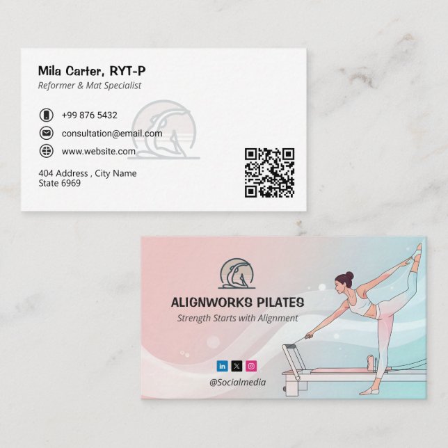 Pilates Instructor Business | Colourful Spirit Business Card (Front/Back)
