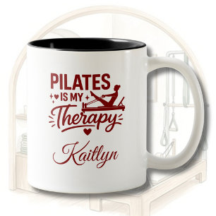 Pilates is My Therapy Personalized Name  Two-Tone Coffee Mug