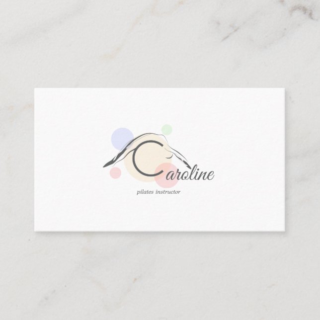 Pilates  Letter C Pose | Monogram Letter C Pilates Business Card (Front)