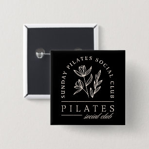 Pilates lovers group social club black aesthetic  2 inch square button