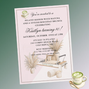 Pilates & Matcha (any age) 40th Birthday Event Invitation
