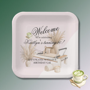 Pilates & Matcha (any age) 40th Birthday Event  Paper Plate