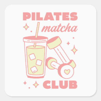 Pilates matcha lover club community square sticker