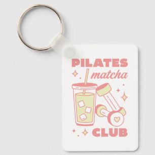 Pilates matcha lover wellness pink aesthetic keychain