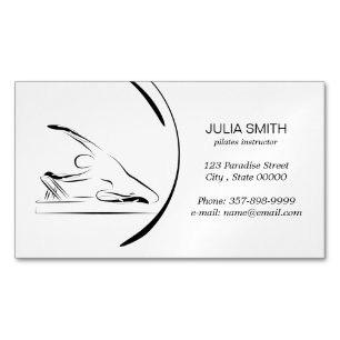 Pilates mermaid pose on the reformer 	Magnetic business card