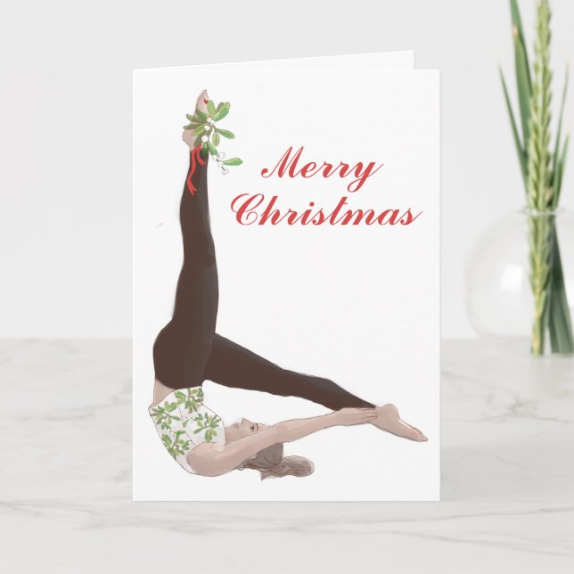 Pilates Mistletoe Christmas Card (Front)