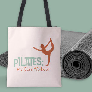 Pilates My Core Workout Quote Yoga Fitness Gift Tote Bag