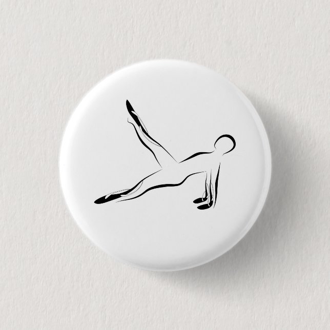 Pilates pose 1 inch round button (Front)