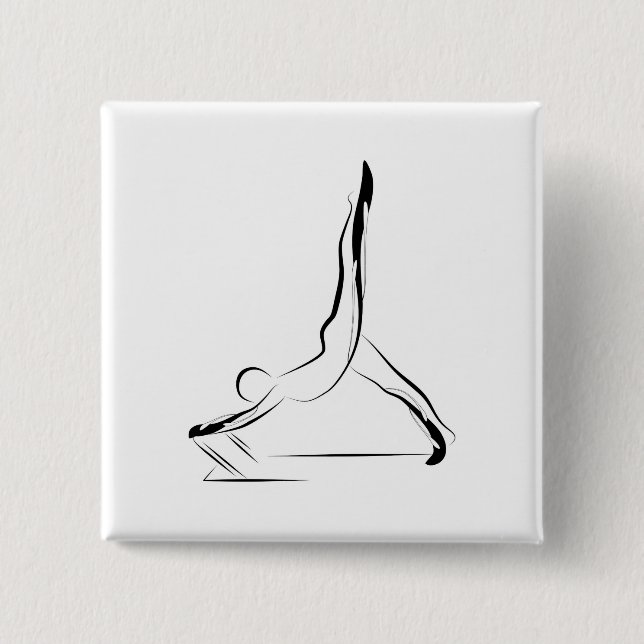 Pilates pose 2 inch square button (Front)