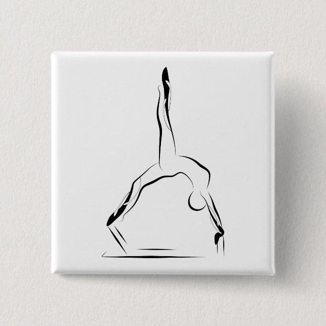 Pilates pose 2 inch square button (Front)