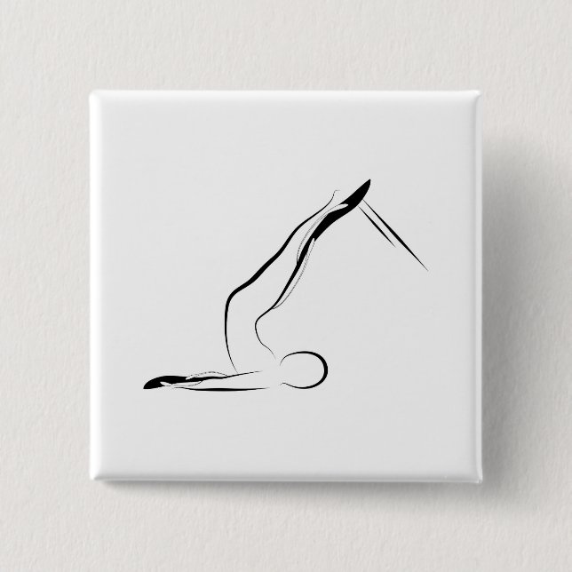 Pilates pose 2 inch square button (Front)