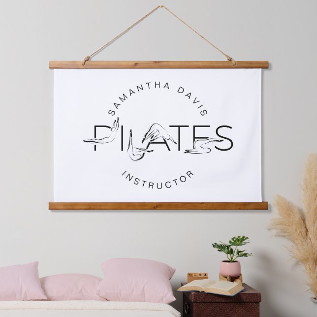Pilates Poses in Pilates Word Hanging Tapestry (Bedroom)