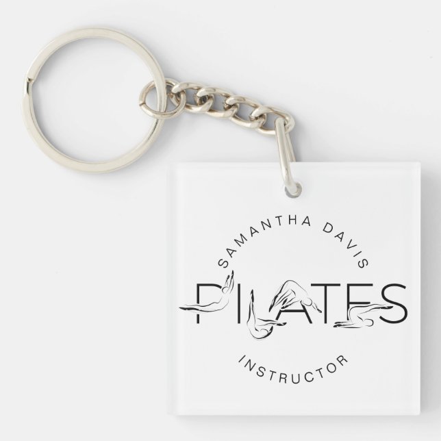 Pilates Poses in Pilates Word Keychain (Front)