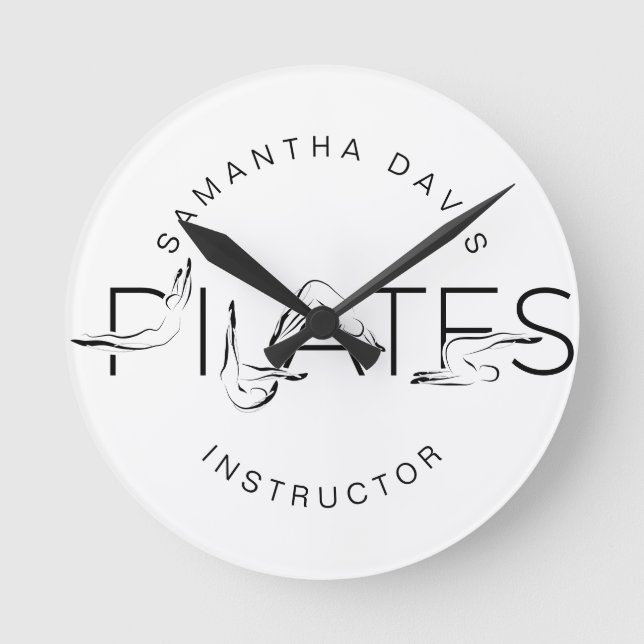 Pilates Poses in Pilates Word Round Clock (Front)