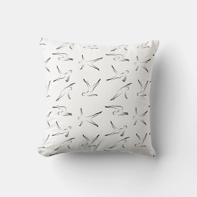 Pilates poses pattern throw pillow (Front)