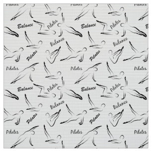 Pilates Poses Seamless Pattern in black color Fabric