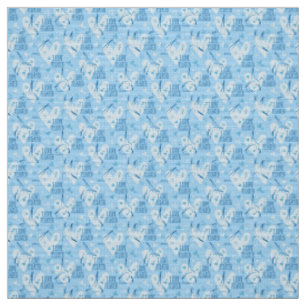 Pilates Poses Seamless Pattern in blue colour Fabric