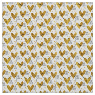 Pilates Poses Seamless Pattern in gold colour Fabric