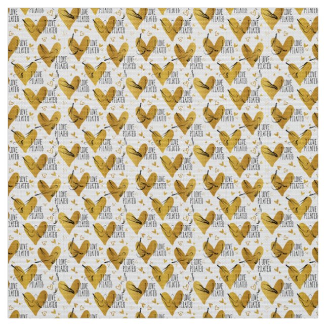 Pilates Poses Seamless Pattern in gold colour Fabric (Swatch)