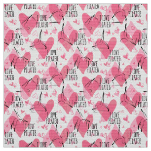 Pilates Poses Seamless Pattern in pink colour Fabric
