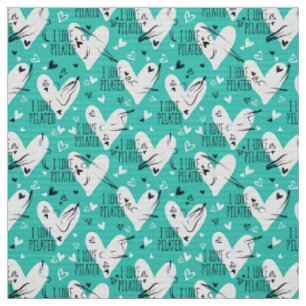 Pilates Poses Seamless Pattern in teal colour Fabric