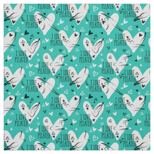 Pilates Poses Seamless Pattern in teal colour Fabric (Swatch)