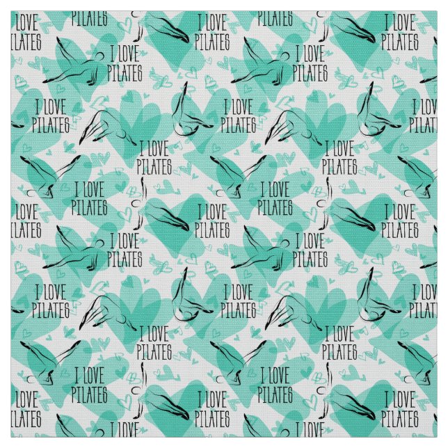 Pilates Poses Seamless Pattern in teal colour Fabric (Swatch)