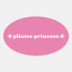Pilates Princess Pink Heart Design Oval Sticker