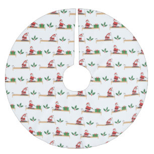 Pilates Reformer Santa Seamless Christmas Patterns Brushed Polyester Tree Skirt