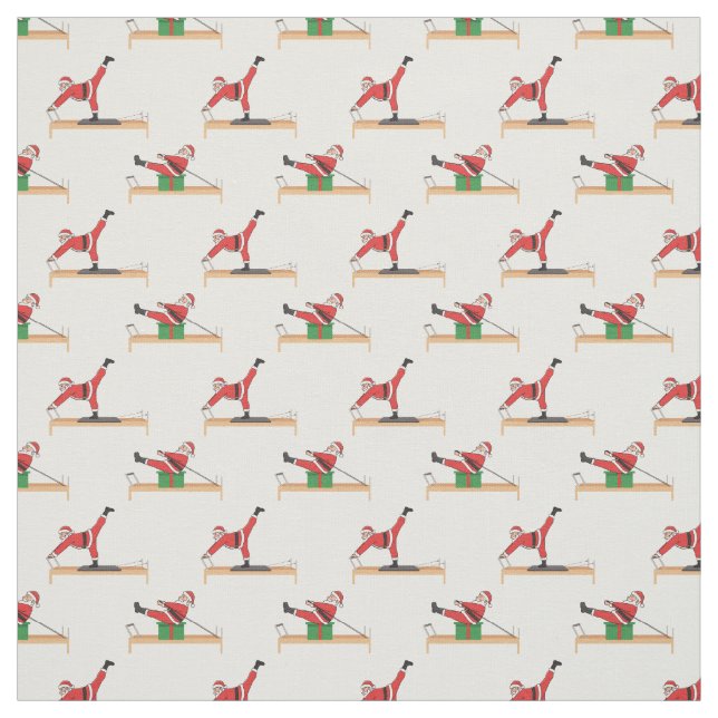 Pilates Reformer Santa Seamless Christmas Patterns Fabric (Swatch)